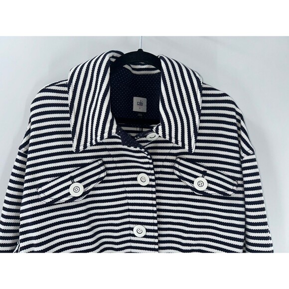 Women's Cabi Harbor Nautical Jacket in Navy Blue and White Stripes Size L - Picture 3 of 12